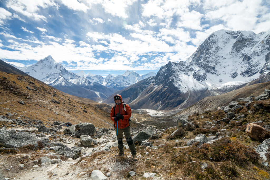 Amit Karki and Everest Mountain Range in the background
